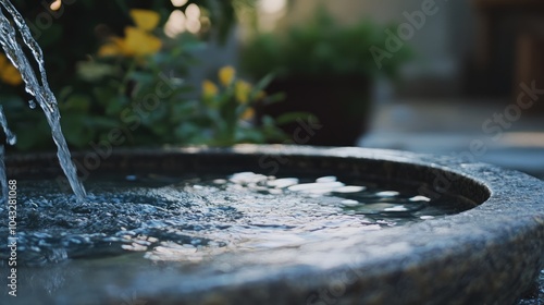 Tranquil Water Fountain in Serene Garden Setting