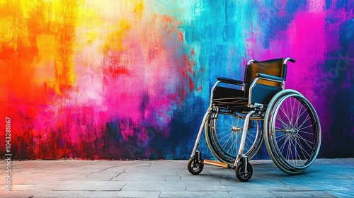 Colorful Background with Empty Wheelchair