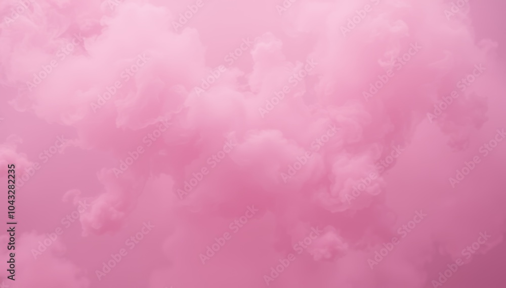 Fototapeta premium Fluffy pink clouds drift and blend together, casting a serene ambiance that evokes feelings of tranquility and creativity in the early morning light