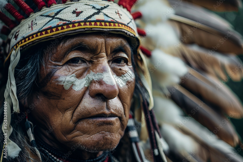 Generative AI image of Native American family members tribe celebrating family cultural heritage together Generative AI image of Native American family members tribe celebrating family cultural heritage together