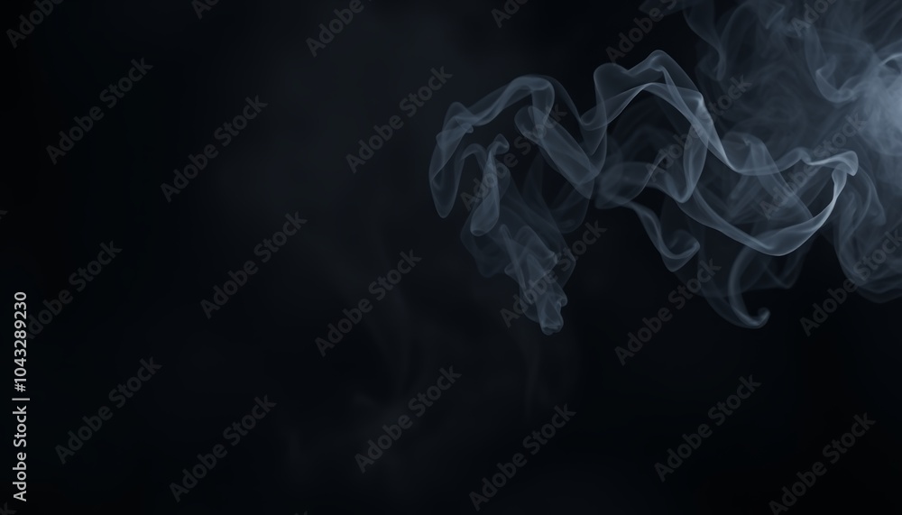 Delicate trail of smoke curl and swirl in the air, mesmerizing viewers with their fluid movements against a deep, shadowy background that enhances the ethereal quality