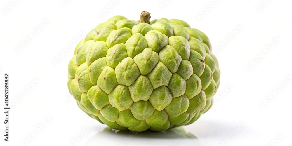 Fototapeta premium Ripe custard apple on white background, close-up macro