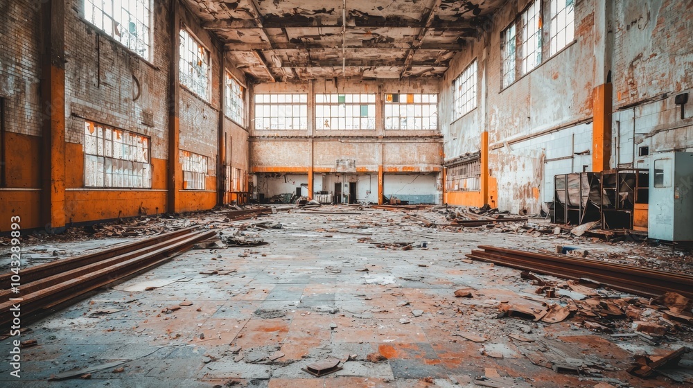 Derelict Factory Interior with Harsh Lighting Derelict Factory Interior with Harsh Lighting