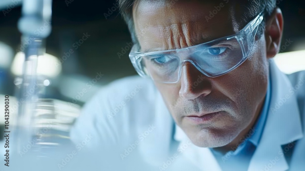 Doctor analyzing lab results in a scientific setting Doctor analyzing lab results in a scientific setting