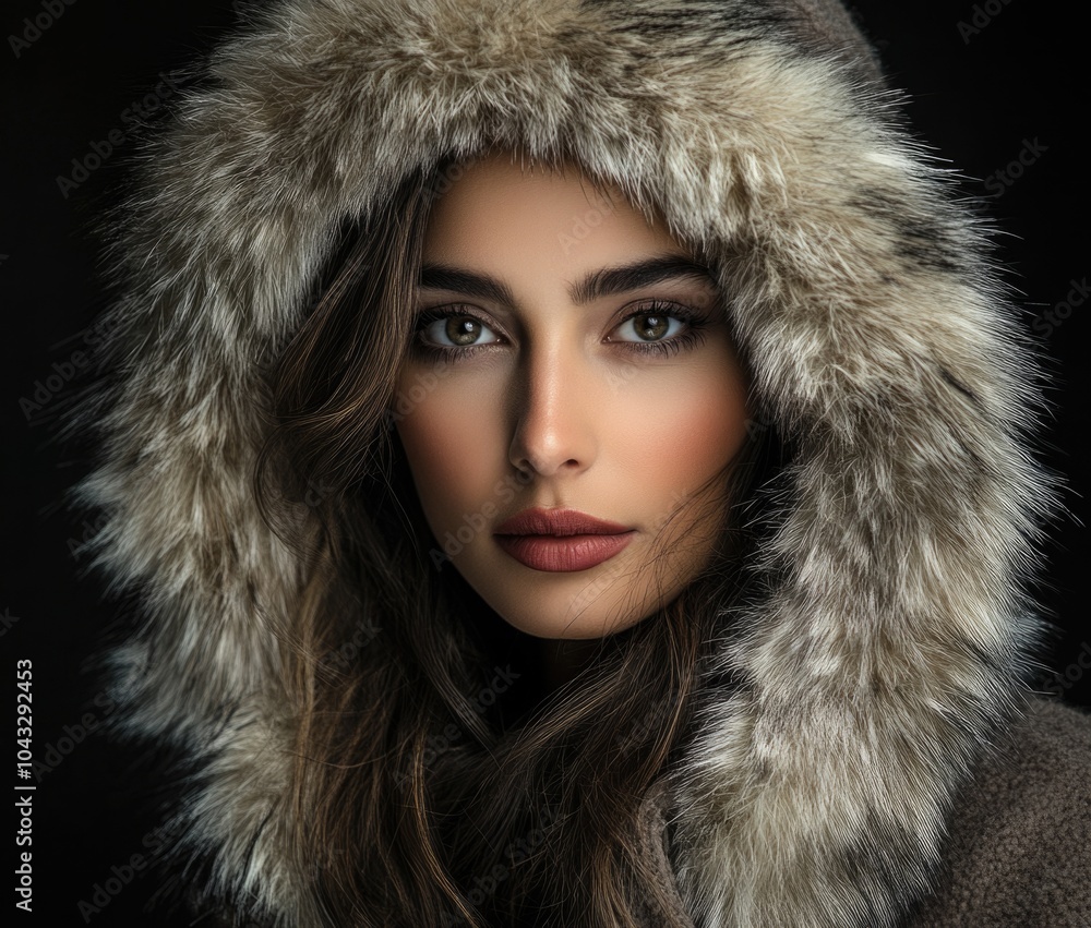 A beautiful woman wearing an expensive fur coat. A beautiful woman wearing an expensive fur coat.
