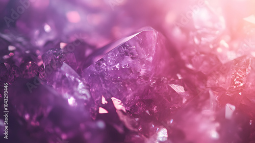 A Captivating Display of Lepidolite Crystals: An Enchanting Purple Background with Shimmering Patterns and Gentle Ambient Light