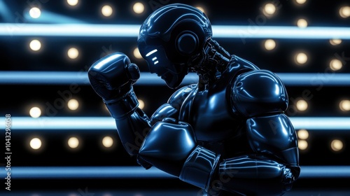 Robotic Boxer in Strong Stance Ready for Action