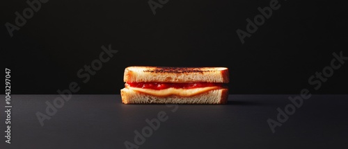 Grilled cheese sandwich on black background. photo