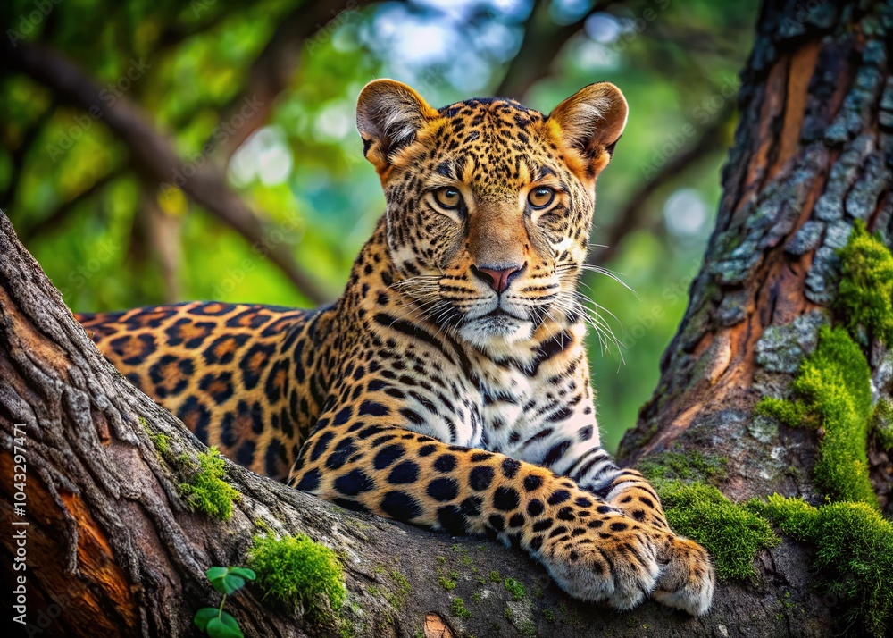 A majestic leopard, a serene silhouette against the sky, captured in drone footage. A majestic leopard, a serene silhouette against the sky, captured in drone footage.