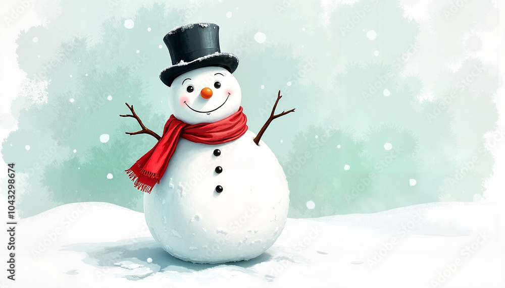 Snowman in a hat and scarf Snowman in a hat and scarf
