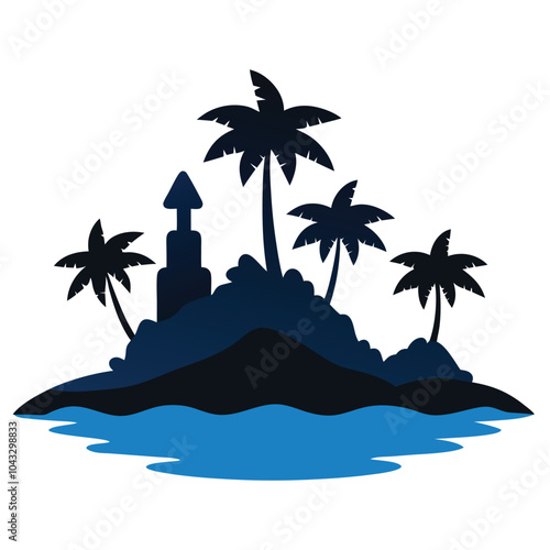 Island silhouette vector on the white background