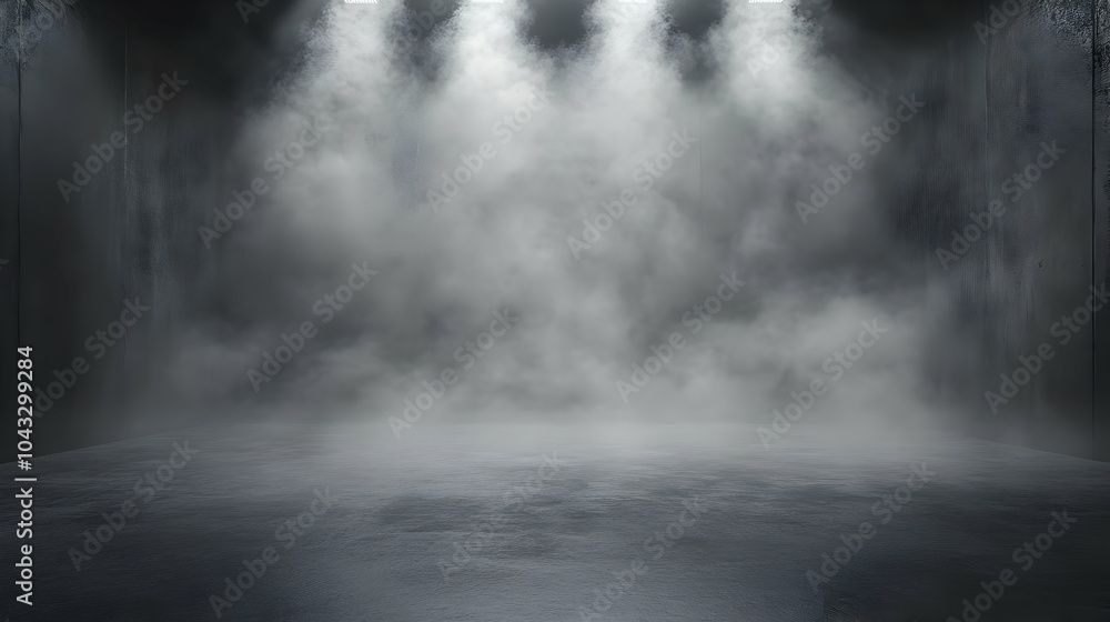 Dark Room with Fog and Spotlights - Abstract Background