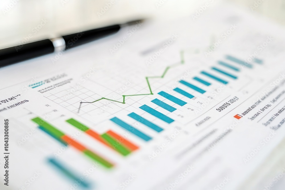 A financial report showcasing graphs and bar charts for data analysis. A financial report showcasing graphs and bar charts for data analysis.
