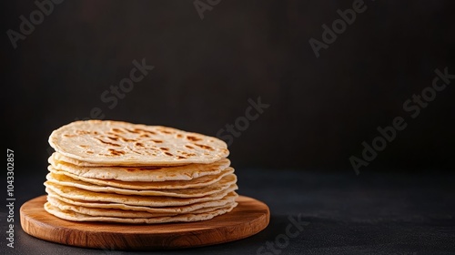 Wallpaper Mural Stack of freshly made flatbreads on a wooden board Torontodigital.ca