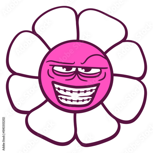 Evil Smile Face Cheeky Cool Grinning Flower Cartoon Comic Small Pretty Leaf Beautiful Green Plant Blooming Nature Lover Flowers Gardening Gardeners Thumb Garden Hobby Blooms Blossoms Leisure Summer