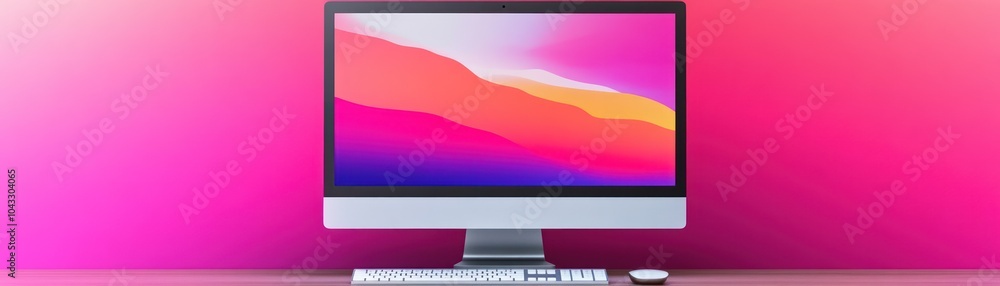 Naklejka premium A sleek computer monitor displaying a colorful abstract background.
