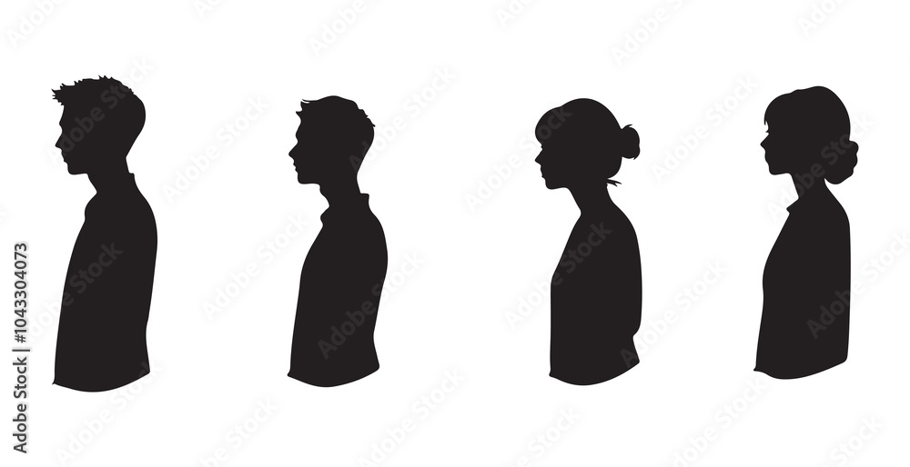 Silhouettes of diverse casual business people standing, walking, men, women full length. Business concept. Black monochrome Vector illustrations isolated on white background. Silhouettes of diverse casual business people standing, walking, men, women full length. Business concept. Black monochrome Vector illustrations isolated on white background.