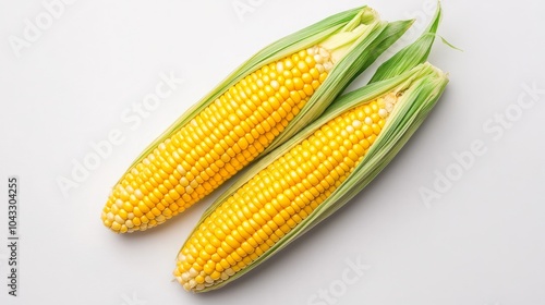 Freshly harvested corn on the cob with husks