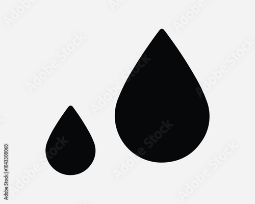 Water Droplet Drop Drip Oil Sweat Rain Rainfall Falling Two Double Moisture Wet Liquid Dew Drink Beverage Sign Icon Shape Outline Black White Vector