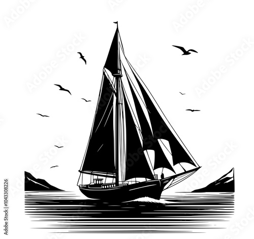 silhouette of a sailing ship