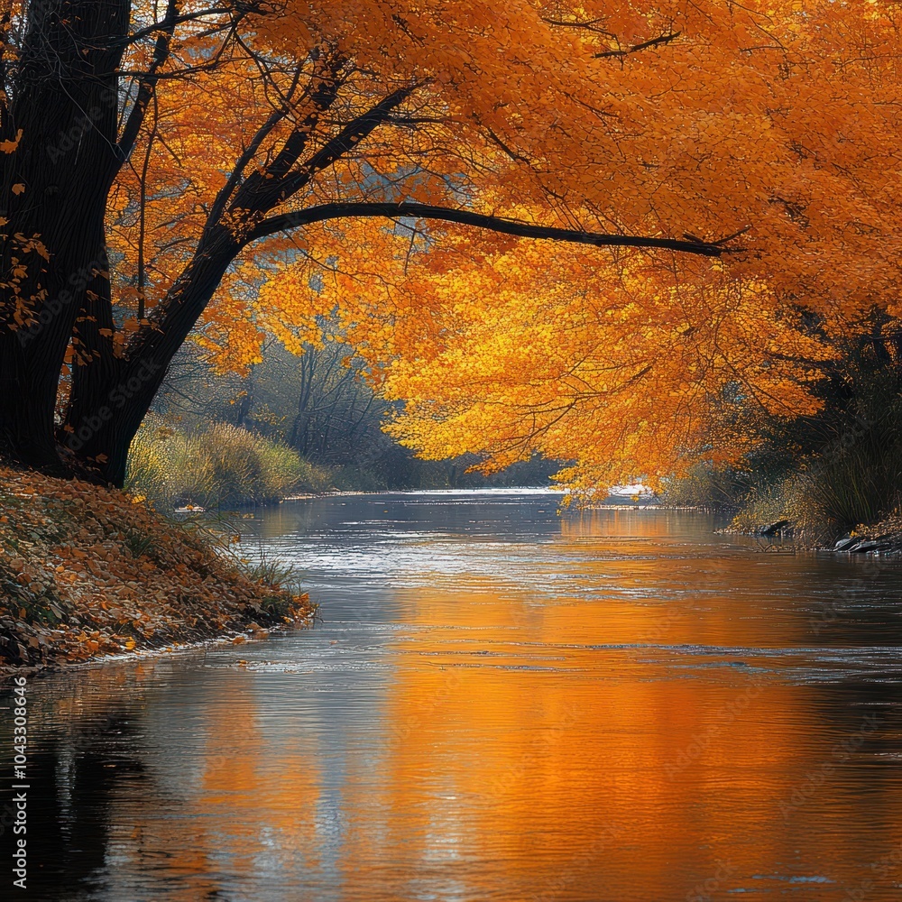 Obraz premium Golden Autumn River