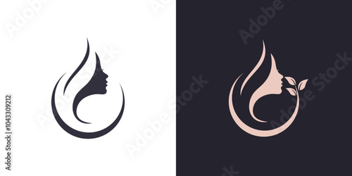 Beauty salon icon logo abstract woman face spa girl vector