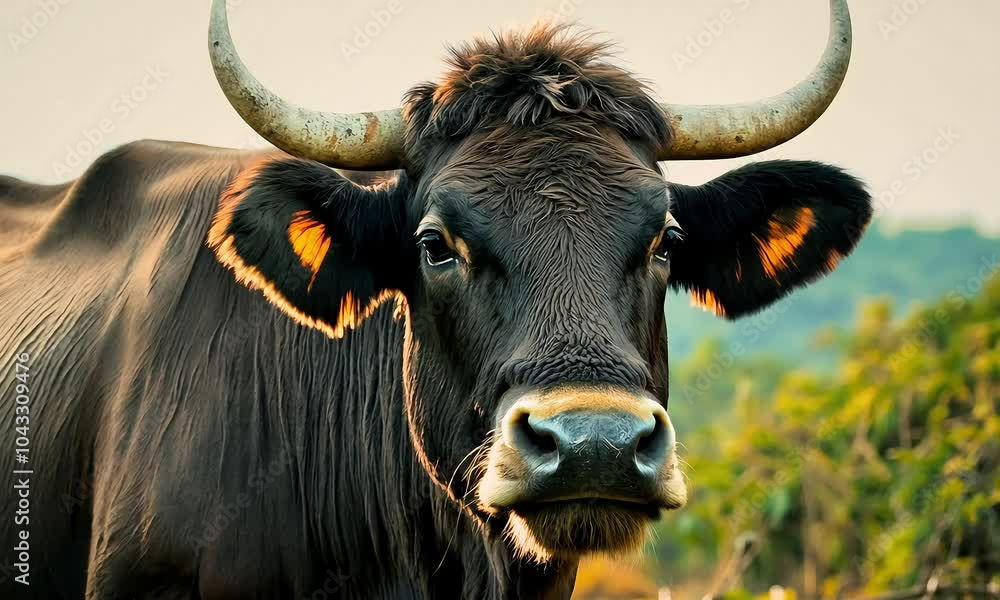 Majestic Dark Brown Bull Close Up Portrait Majestic Dark Brown Bull Close Up Portrait
