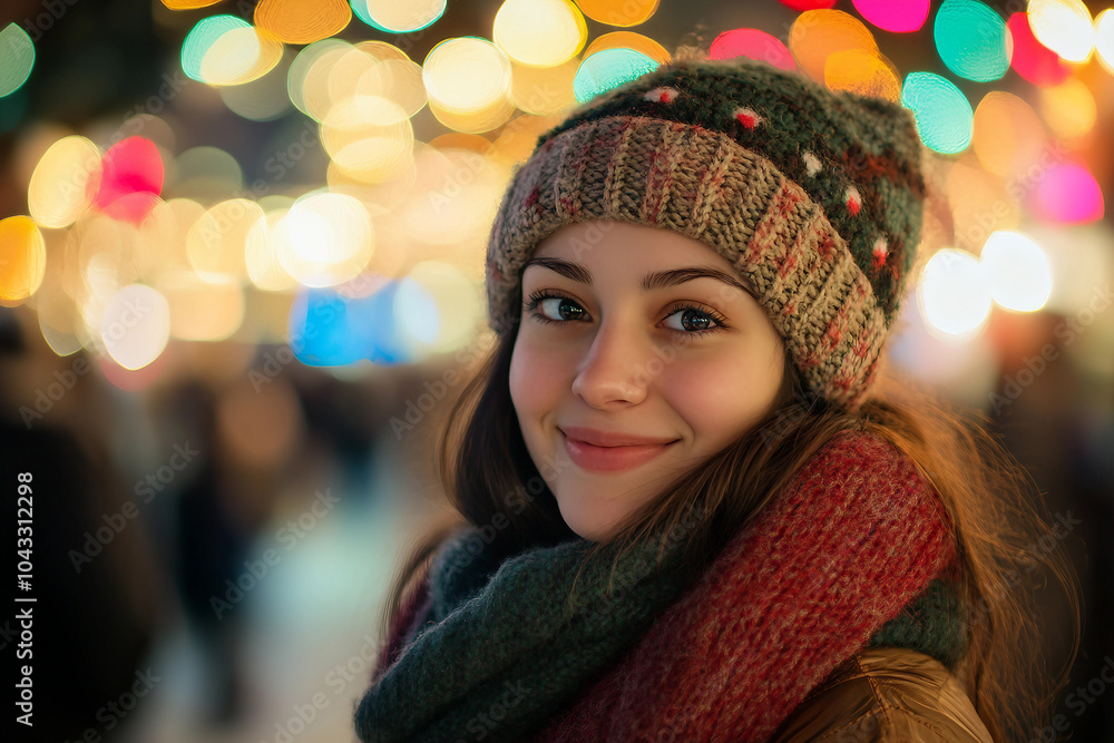 Generative AI image of joyful winter Christmas fair with snow falling festive lights, perfect for holiday and celebration themes Generative AI image of joyful winter Christmas fair with snow falling festive lights, perfect for holiday and celebration themes