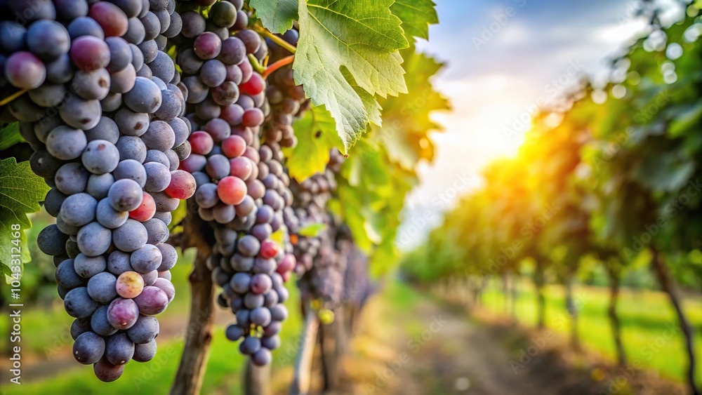 Naklejka premium Ripening Vitis vinifera grapes on the vine in a field