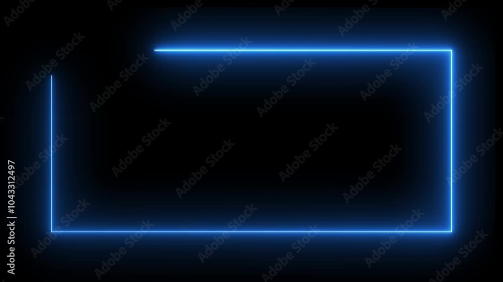 Neon rectangular frame with shining effects on dark background.. technology abstract background. Neon rectangular frame with shining effects on dark background.. technology abstract background.