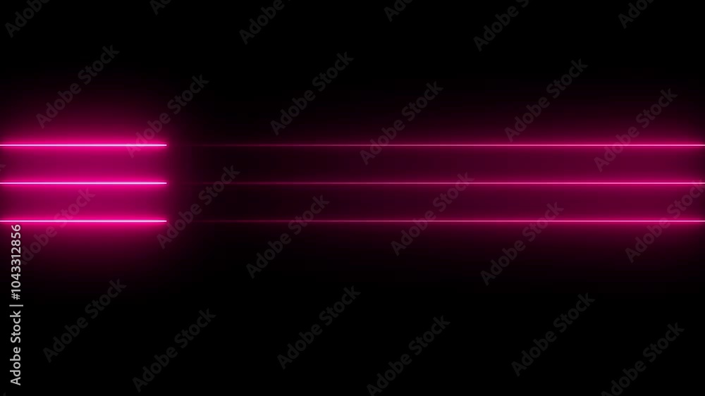 Horizontal neon lines left and right. On black background. Horizontal neon lines left and right. On black background.