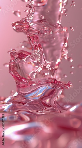 Pink Background With Water Splashing