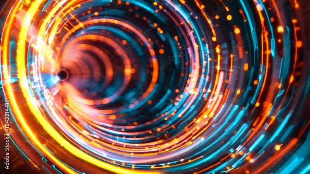Vibrant abstract swirl of colorful lights in dynamic tunnel, showcasing motion and energy through digital design and captivating visuals. Vibrant abstract swirl of colorful lights in dynamic tunnel, showcasing motion and energy through digital design and captivating visuals.