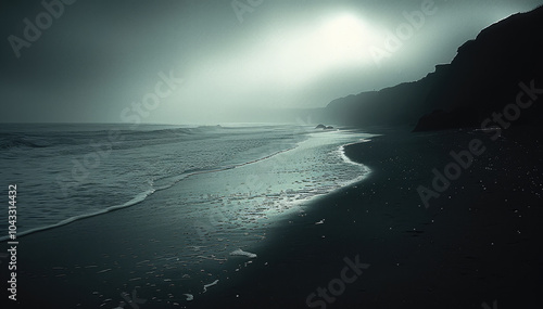 Fototapeta Naklejka Na Ścianę i Meble -  A dark, evil, haunted beach.