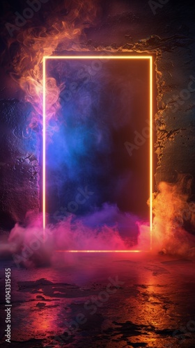 Neon-Lit Tunnel