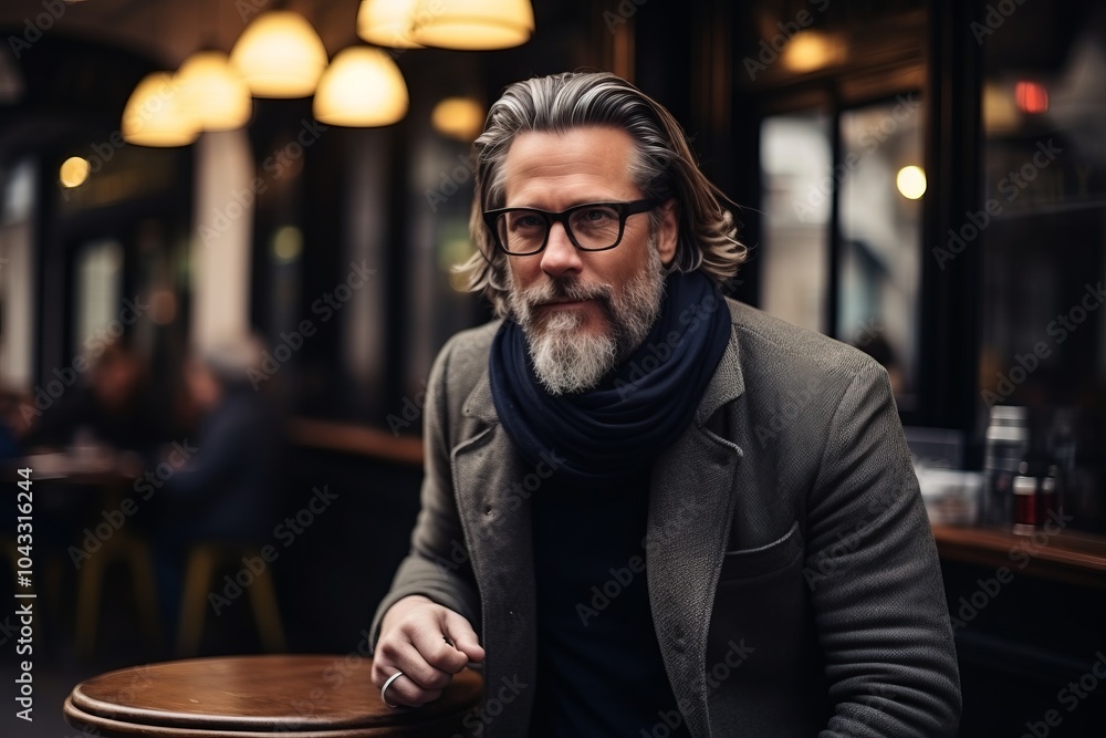 Portrait of a senior man in a pub. Men's beauty, fashion. Portrait of a senior man in a pub. Men's beauty, fashion.