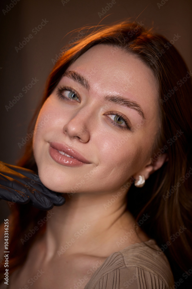 Obraz premium An Elegant and Striking Portrait of a Young Woman Radiating Natural Beauty and Graceful Charm