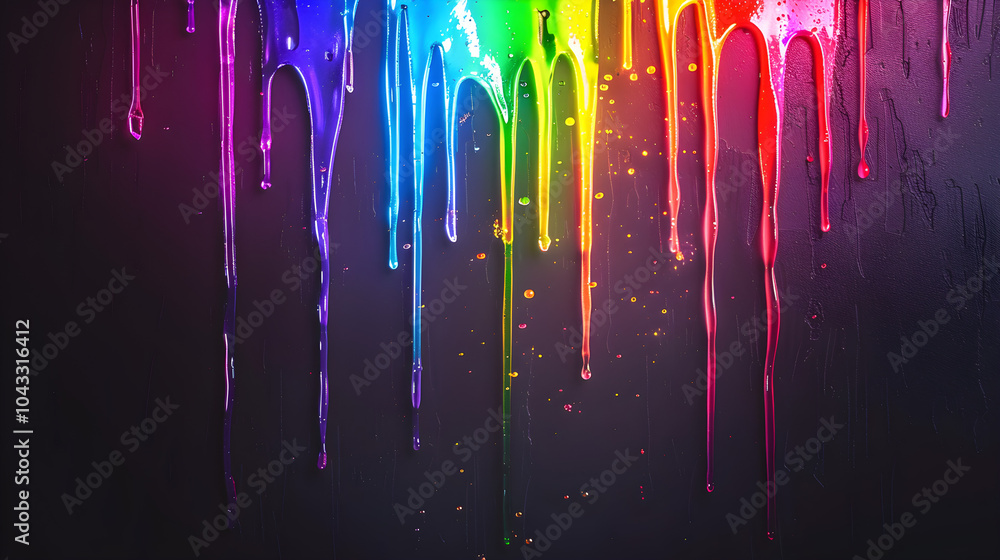 Multicolored dripping paint on a dark background Multicolored dripping paint on a dark background