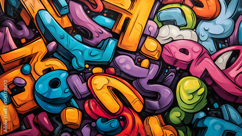 Wallpaper Mural Colorful Graffiti Illustration of Abstract Shapes Torontodigital.ca