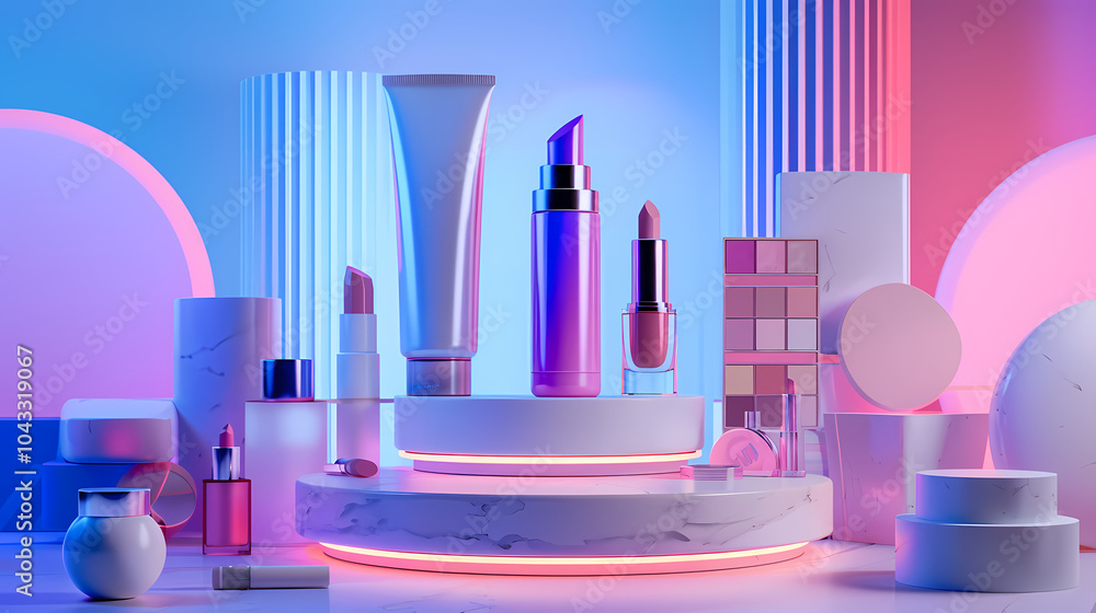 luminous background full of cosmetic product Generated AI luminous background full of cosmetic product Generated AI