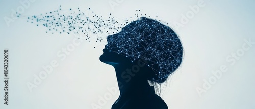 Silhouette of a woman with music notes flowing from her head.