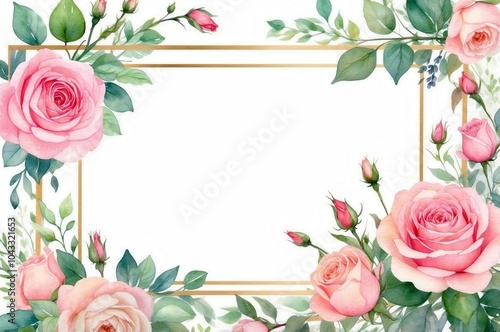 Colorful watercolor vintage wedding botanical bouquet flower invatition card illustration on isolated white background. 