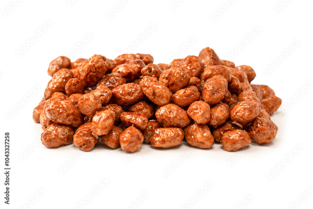 Tasty sweet roasted peanuts isolated on a white background. Tasty sweet roasted peanuts isolated on a white background.