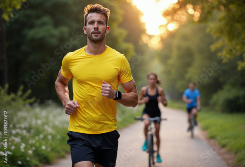 Man running in park