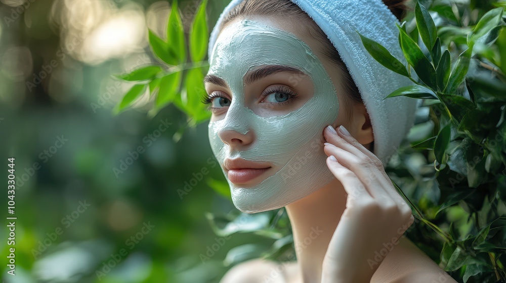 Woman with Clay Mask, Natural Beauty and Skincare Woman with Clay Mask, Natural Beauty and Skincare