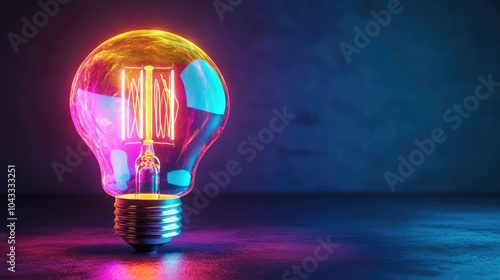 a colorful glowing idea bulb lamp