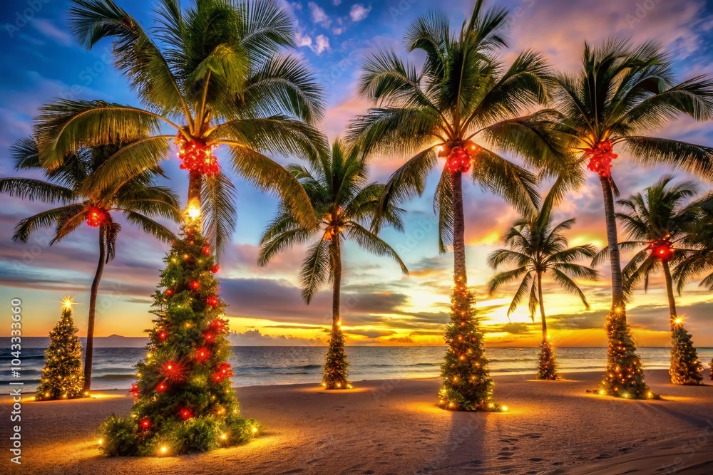 Fototapeta premium Enchanting Christmas in Florida: A Low Light Photography Experience