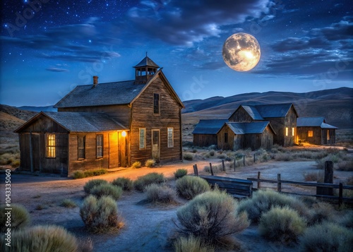 Capture the eerie beauty of Bodie Ghost Town at night. photo