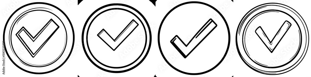 Icons set with check mark icons, check box icons, and a check list symbol in a check box frame, modern symbol of the check box. Icons set with a check mark and check boxes. Icons set with check mark icons, check box icons, and a check list symbol in a check box frame, modern symbol of the check box. Icons set with a check mark and check boxes.