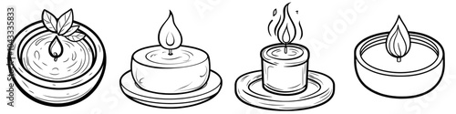 Modern line style tealight candle icon for website, app, and UI. Editable stroke. Design for websites.